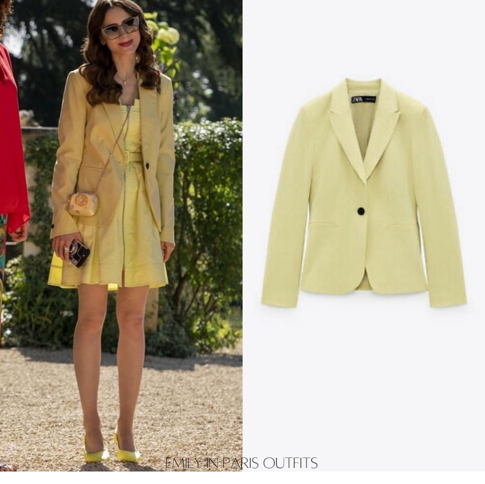 NWT Emily in Paris Zara Pastel Pistachio Single Breast Button Blazer